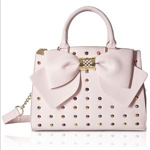 Betsey Johnson Womens Triple Entry Studded Satchel